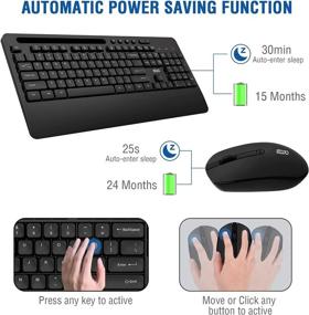 img 1 attached to 💻 EDJO 2.4G Full-Sized Ergonomic Wireless Keyboard and Mouse Combo with Wrist Rest and 3 Level DPI Adjustable Mouse for Windows, Mac OS Desktop/Laptop/PC - Classic Black