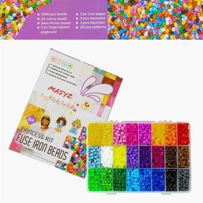 img 1 attached to MASYZ Princess Fuse Iron Beads Kit: Perler Bead Kit with 5300 Pc, 24 Colors, Storage Case, Keychains, Tweezers, Pegboards, Iron Paper - Perfect for Girl Birthdays, Holidays, Cold Days