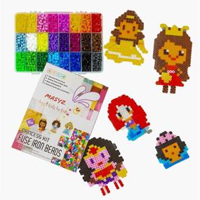 img 4 attached to MASYZ Princess Fuse Iron Beads Kit: Perler Bead Kit with 5300 Pc, 24 Colors, Storage Case, Keychains, Tweezers, Pegboards, Iron Paper - Perfect for Girl Birthdays, Holidays, Cold Days