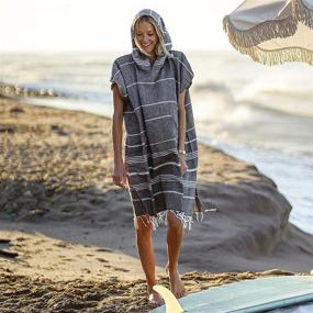 img 3 attached to 🏖️ Surf Poncho for Women - Lost & Leisure Turkish Towel Changing Robe - Adult Hooded Beach Towel for Wetsuit Changing (Small, Black Sand)