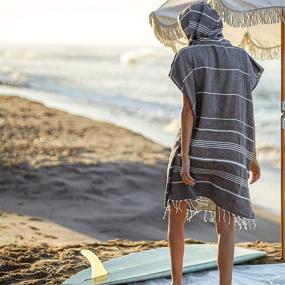 img 2 attached to 🏖️ Surf Poncho for Women - Lost & Leisure Turkish Towel Changing Robe - Adult Hooded Beach Towel for Wetsuit Changing (Small, Black Sand)