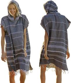 img 4 attached to 🏖️ Surf Poncho for Women - Lost & Leisure Turkish Towel Changing Robe - Adult Hooded Beach Towel for Wetsuit Changing (Small, Black Sand)