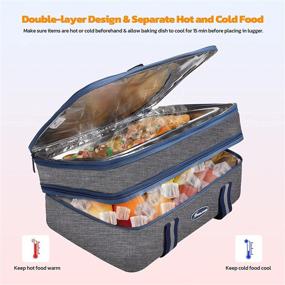 img 2 attached to 🍲 Maelstrom Expandable Lasagna Lugger Tote: Insulated Casserole Carrier for Hot/Cold Food - Portable & Collapsible, Leakproof Large Buds - Ideal for Camping, Picnics, Outdoor Activities (Grey)