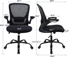 img 1 attached to 🪑 Ergousit Home Office Chair: Ergonomic Chair with Large Seat Cushion, Flip-up Arms, Lumbar Support, and 360° Rolling Wheels