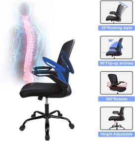 img 3 attached to 🪑 Ergousit Home Office Chair: Ergonomic Chair with Large Seat Cushion, Flip-up Arms, Lumbar Support, and 360° Rolling Wheels