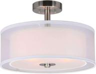 🔆 xinbei lighting modern semi flush mount ceiling light, 3-light close to ceiling fixture with fabric shade, 16-inch drum semi flush ceiling light in brushed nickel for living room & bedroom - xb-sf1194-bn логотип