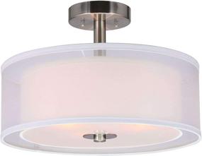 img 3 attached to 🔆 XiNBEi Lighting Modern Semi Flush Mount Ceiling Light, 3-Light Close to Ceiling Fixture with Fabric Shade, 16-Inch Drum Semi Flush Ceiling Light in Brushed Nickel for Living Room & Bedroom - XB-SF1194-BN