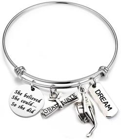 img 4 attached to 🎓 She Believed She Could So She Did Graduation Bracelet - Inspirational Charm Bangle Gift for Graduates by MYOSPARK