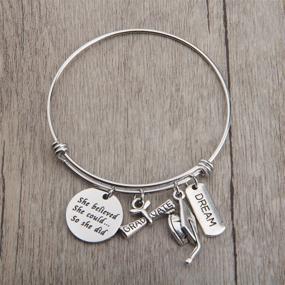 img 2 attached to 🎓 She Believed She Could So She Did Graduation Bracelet - Inspirational Charm Bangle Gift for Graduates by MYOSPARK