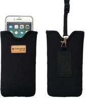 📱 neoprene phone sleeve pouch with neck lanyard & belt loop for iphone, samsung, google pixel - black logo