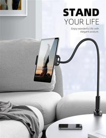 img 1 attached to 📱 Flexible Gooseneck Tablet Holder for Bed - Lamicall Mount Clamp for 4.7-11" Devices - Black