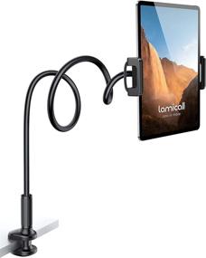 img 4 attached to 📱 Flexible Gooseneck Tablet Holder for Bed - Lamicall Mount Clamp for 4.7-11" Devices - Black