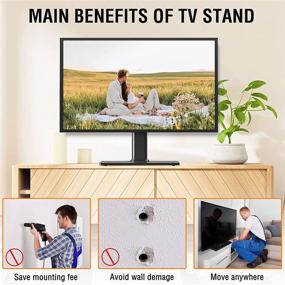 img 1 attached to Height Adjustable Universal Swivel TV Stand - Table Top Stand for 37-55 inch Flat Curved LCD LED Screens, with Tempered Glass Base, Wire Management, Max VESA 400x400mm, 88 lbs. ELIVED