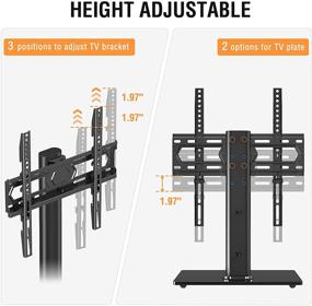 img 2 attached to Height Adjustable Universal Swivel TV Stand - Table Top Stand for 37-55 inch Flat Curved LCD LED Screens, with Tempered Glass Base, Wire Management, Max VESA 400x400mm, 88 lbs. ELIVED