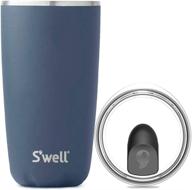 s'well 18 oz azurite vacuum-insulated tumbler with clear slide-open lid - keep drinks cold for 12hrs, hot for 4hrs - bpa-free stainless steel water bottle логотип