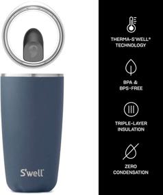 img 1 attached to S'well 18 oz Azurite Vacuum-Insulated Tumbler with Clear Slide-Open Lid - Keep Drinks Cold for 12hrs, Hot for 4hrs - BPA-Free Stainless Steel Water Bottle