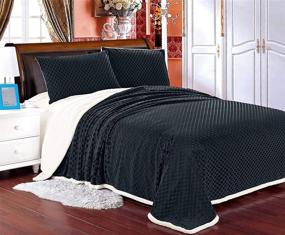 img 3 attached to 🔥 Elegant Comfort Luxury Micro-Sherpa Ultra Plush Warm Black Full/Queen Size Blanket with Heavy-Weight Wave Pattern