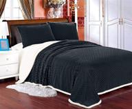 🔥 elegant comfort luxury micro-sherpa ultra plush warm black full/queen size blanket with heavy-weight wave pattern logo