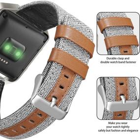 img 2 attached to Улучшите свой Fitbit Blaze с заменой браслета из холста и настоящей кожи iHillon и металлической рамкой