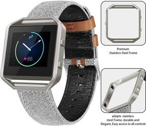 img 3 attached to Улучшите свой Fitbit Blaze с заменой браслета из холста и настоящей кожи iHillon и металлической рамкой