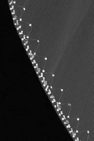 img 1 attached to 💍 Handsewn Pearl Beaded Edge Bridal Veil - SAMKY 1T 1 Tier