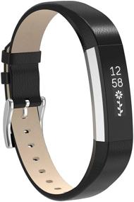 img 4 attached to 📿 Henoda Replacement Leather Bands for Fitbit Alta/Alta HR - Genuine Leather, Classic Wristband (Small/Large), No Tracker Included