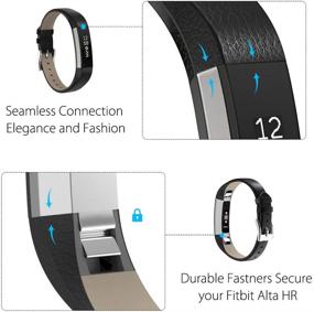img 2 attached to 📿 Henoda Replacement Leather Bands for Fitbit Alta/Alta HR - Genuine Leather, Classic Wristband (Small/Large), No Tracker Included