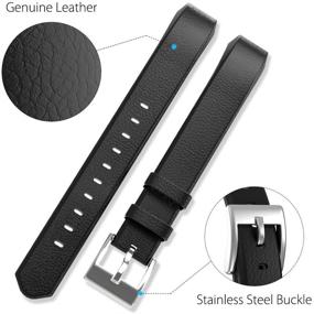 img 3 attached to 📿 Henoda Replacement Leather Bands for Fitbit Alta/Alta HR - Genuine Leather, Classic Wristband (Small/Large), No Tracker Included