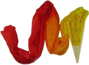 img 3 attached to 🎋 Colorful Silk Bamboo Fans: Handmade Flame Design for Belly Dance, Long Folding Veils