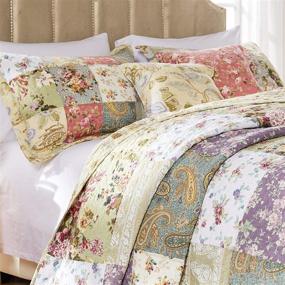 img 3 attached to 🛏️ Enhance Your Bedroom with Greenland Home Blooming Prairie Cotton Patchwork Quilt Set - Full/Queen Size - Multi (5 Piece)