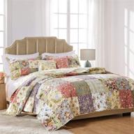 🛏️ enhance your bedroom with greenland home blooming prairie cotton patchwork quilt set - full/queen size - multi (5 piece) logo