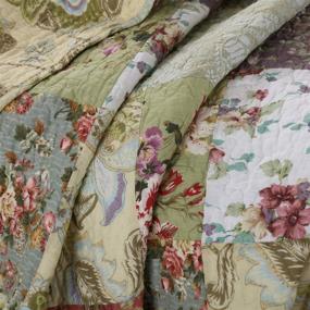 img 1 attached to 🛏️ Enhance Your Bedroom with Greenland Home Blooming Prairie Cotton Patchwork Quilt Set - Full/Queen Size - Multi (5 Piece)