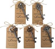 50pcs skeleton key bottle opener wedding souvenir gift set with escort tag and jute rope (gun black tone,5 styles) - perfect party favors! логотип