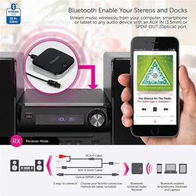 img 2 attached to Aluratek ADB1B Bluetooth Audio Receiver and Transmitter: 2-in-1 Wireless Adapter for 3.5mm, AUX, Optical Audio - Connects and Streams to 2 Bluetooth Headphones Simultaneously