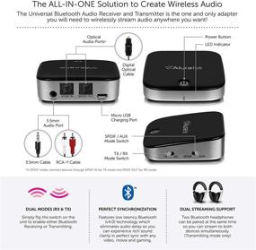 img 1 attached to Aluratek ADB1B Bluetooth Audio Receiver and Transmitter: 2-in-1 Wireless Adapter for 3.5mm, AUX, Optical Audio - Connects and Streams to 2 Bluetooth Headphones Simultaneously