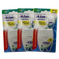 🦷 aim dental floss (3 pack) - refreshing mint waxed nylon floss 100 yards + complimentary travel size by dr. fresh logo