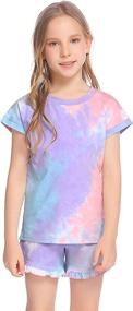 img 3 attached to 👚 Cotton Short Sleeve Pullover Top + Elastic Waist 2-Piece Set: Greatchy Girls Tie Dye Shorts - Summer Clothes Outfit