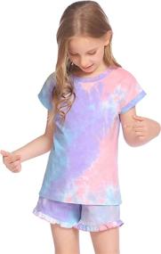 img 2 attached to 👚 Cotton Short Sleeve Pullover Top + Elastic Waist 2-Piece Set: Greatchy Girls Tie Dye Shorts - Summer Clothes Outfit