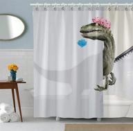 🦖 bomehsoi funny dinosaur raptor shower curtain - white fabric cloth, waterproof, with hooks - 72" w x 72" l logo