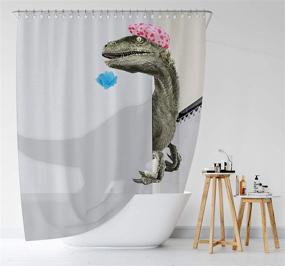 img 3 attached to 🦖 Bomehsoi Funny Dinosaur Raptor Shower Curtain - White Fabric Cloth, Waterproof, with Hooks - 72" W X 72" L
