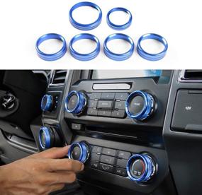 img 4 attached to 🔵 Blue Aluminum 6pcs Keptrim for Ford F150 XLT 2016 2019: Air Conditioner Switch, Trailer, 4WD & VOL Knob Button Trim