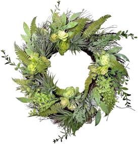 img 4 attached to 🌿 Realistic Artificial Succulent Wreath - Indoor-Outdoor Green Farmhouse Decor - Naturally Home Accents