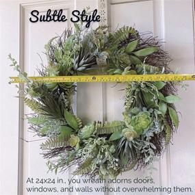 img 3 attached to 🌿 Realistic Artificial Succulent Wreath - Indoor-Outdoor Green Farmhouse Decor - Naturally Home Accents