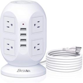 img 4 attached to BESFAN Power Strip Tower: 8 AC Outlets & 4 USB Ports, Surge Protector with Widely-Spaced Outlets, Space Saver for Home, Dorm & Office