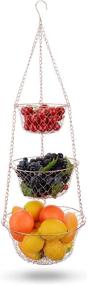 img 4 attached to IBERG 3-Tier Fruit Basket: Stylish Copper Hanging Baskets for Kitchen & Bathroom Storage