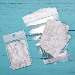 img 1 attached to 📦 Marbling Earring Cards Set: 100 Pcs Paper Display Cards with Self-Seal Bags - Fashionable Holder, Organizer, and Packing Cards for Earrings, Studs, and Necklaces