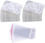 📦 marbling earring cards set: 100 pcs paper display cards with self-seal bags - fashionable holder, organizer, and packing cards for earrings, studs, and necklaces logo