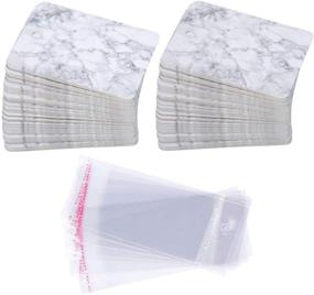 img 4 attached to 📦 Marbling Earring Cards Set: 100 Pcs Paper Display Cards with Self-Seal Bags - Fashionable Holder, Organizer, and Packing Cards for Earrings, Studs, and Necklaces