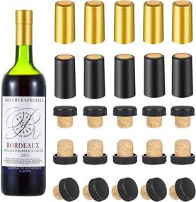 img 4 attached to 🍾 Premium Set of 50 Wine Bottle Cork Stoppers with Black Plastic Tops, 25 Gold & 25 Black Heat Shrink Capsules – Perfect for Sealing & Preserving Wine Bottles