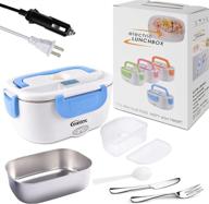 🍱 corotc electric lunch box: portable food warmer with food-grade stainless steel container, car truck home use, spoon and 2 compartments included - blue логотип